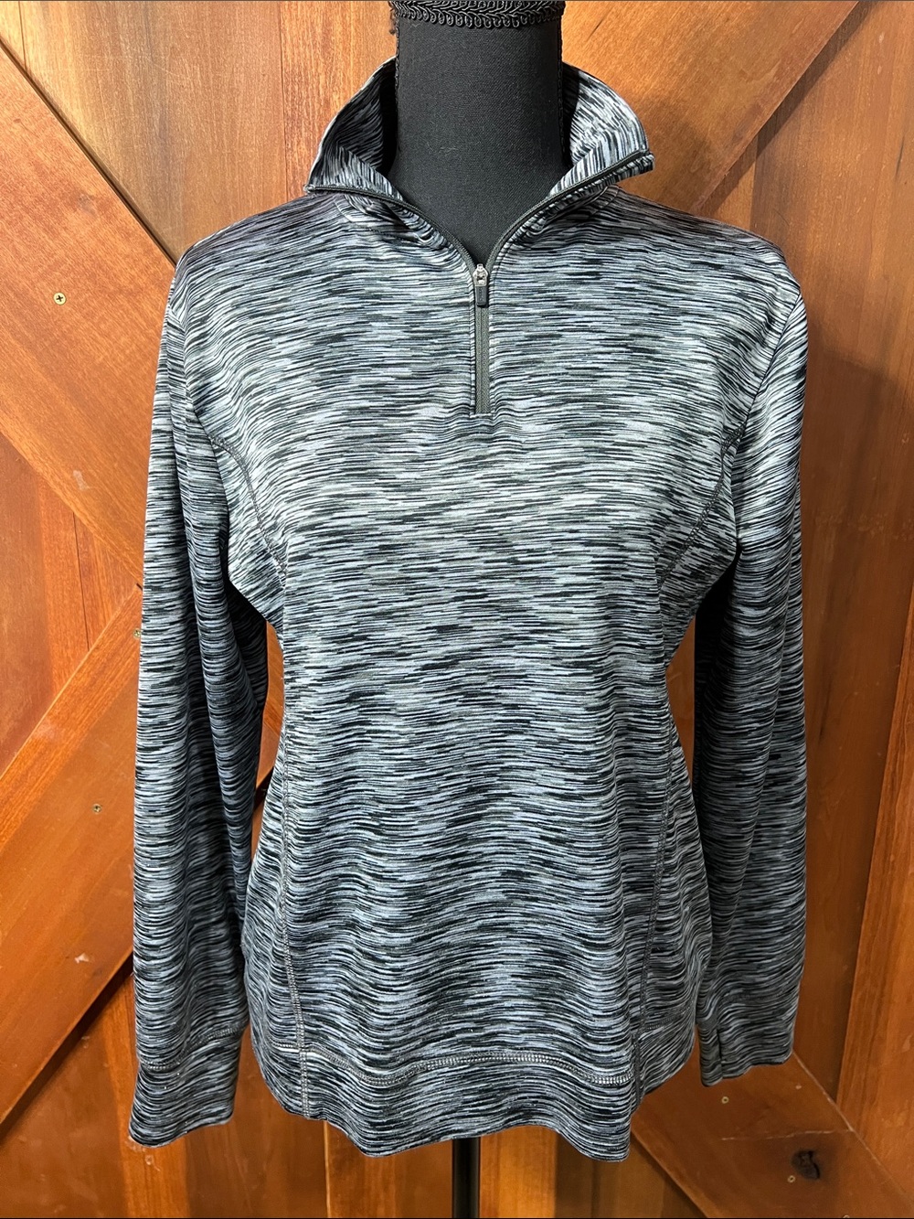J. Crew Black Heathered Quarter-Zip Performance Pullover
